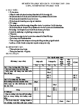 Đề kiểm tra học kì I môn Giáo dục công dân lớp 6 - Năm học 2015-2016